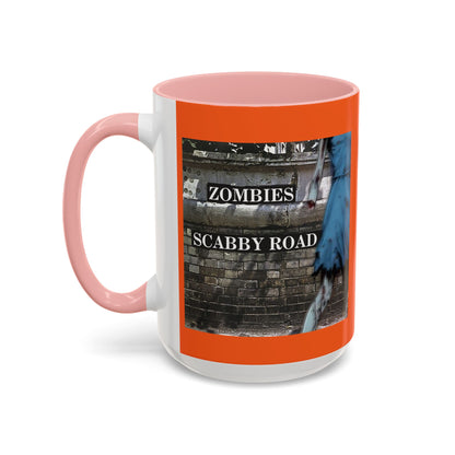 2-sided, Scabby Road Orange Accent Mug by CreepyCrafts.boo