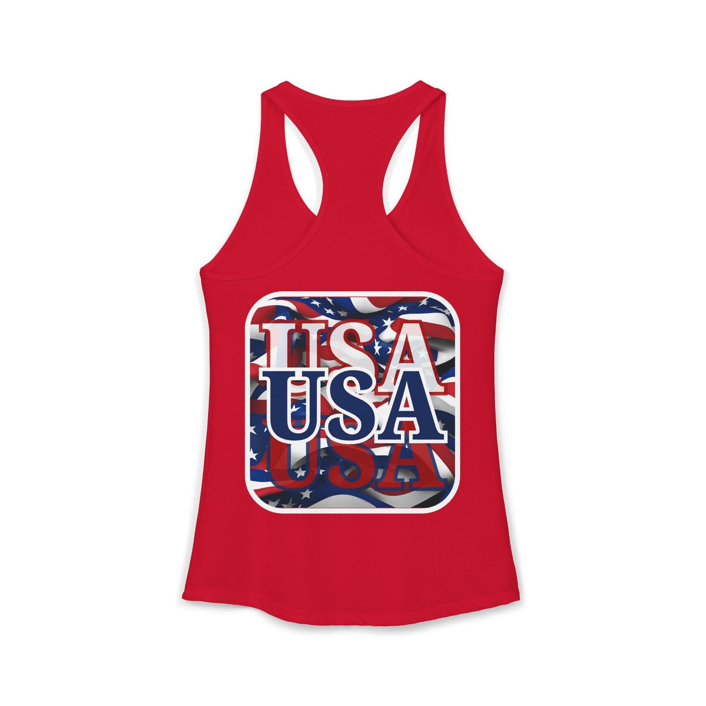 2-sided Red White and BLUE USA Patriot Women's Racerback Tank Top by cypherpunkgear.com