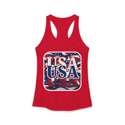 2-sided Red White and BLUE USA Patriot Women's Racerback Tank Top by cypherpunkgear.com