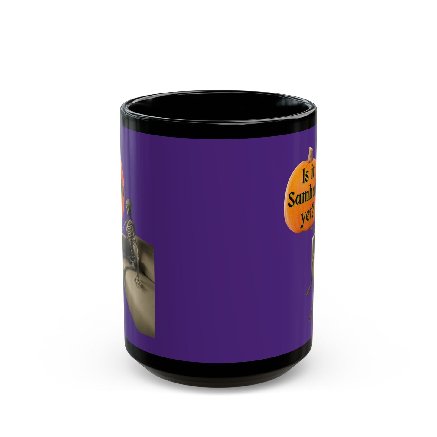Is it Samhain yet? Skeleton's Pumpkin Purple Mug by CreepyCrafts.boo