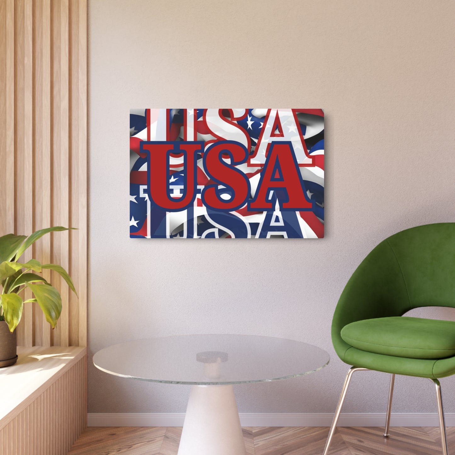 USA! USA! USA Red Center Metal Art Sign by cypherpunkgear