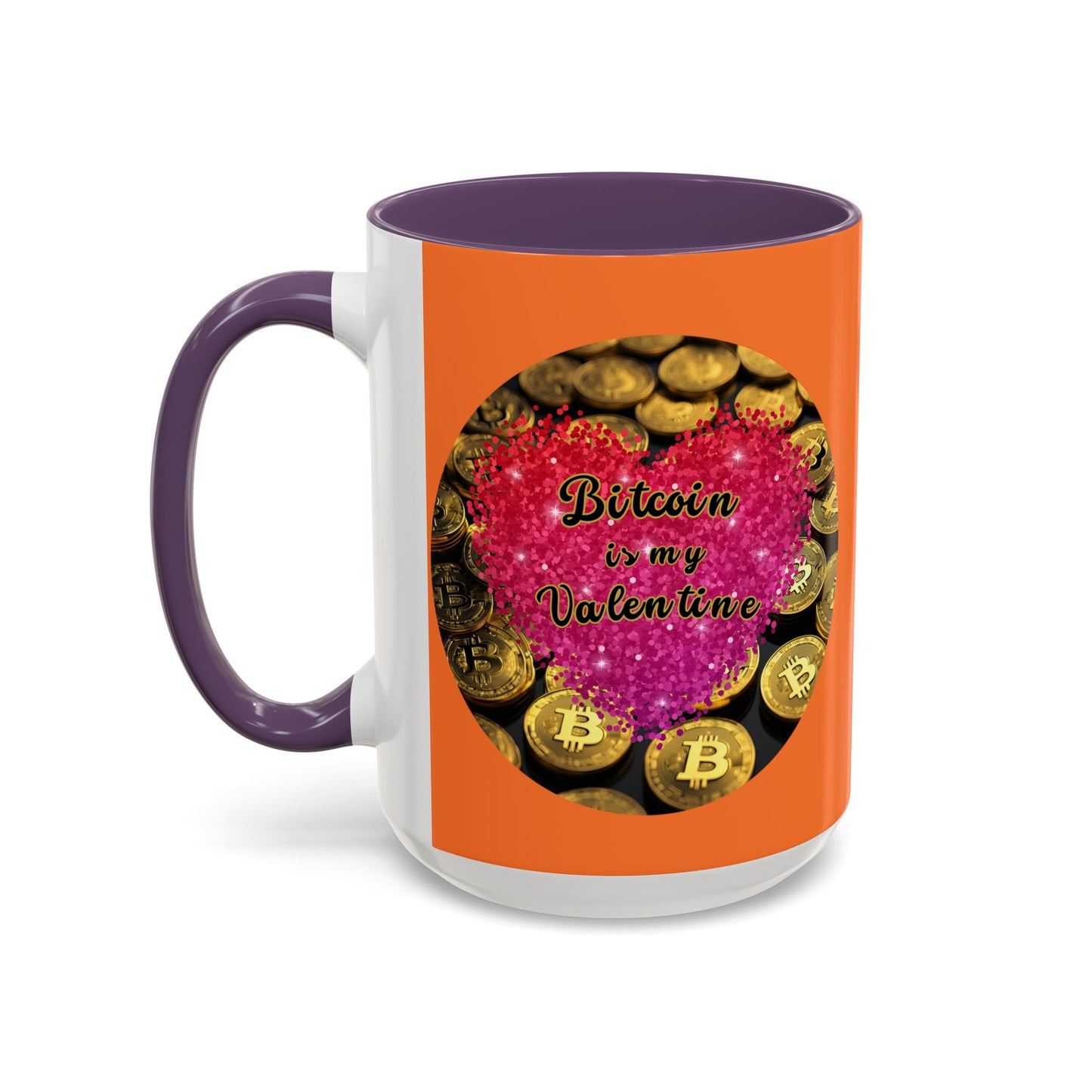 Bitcoin is My Valentine Orange Accent Mug by cypherpunkgear.com