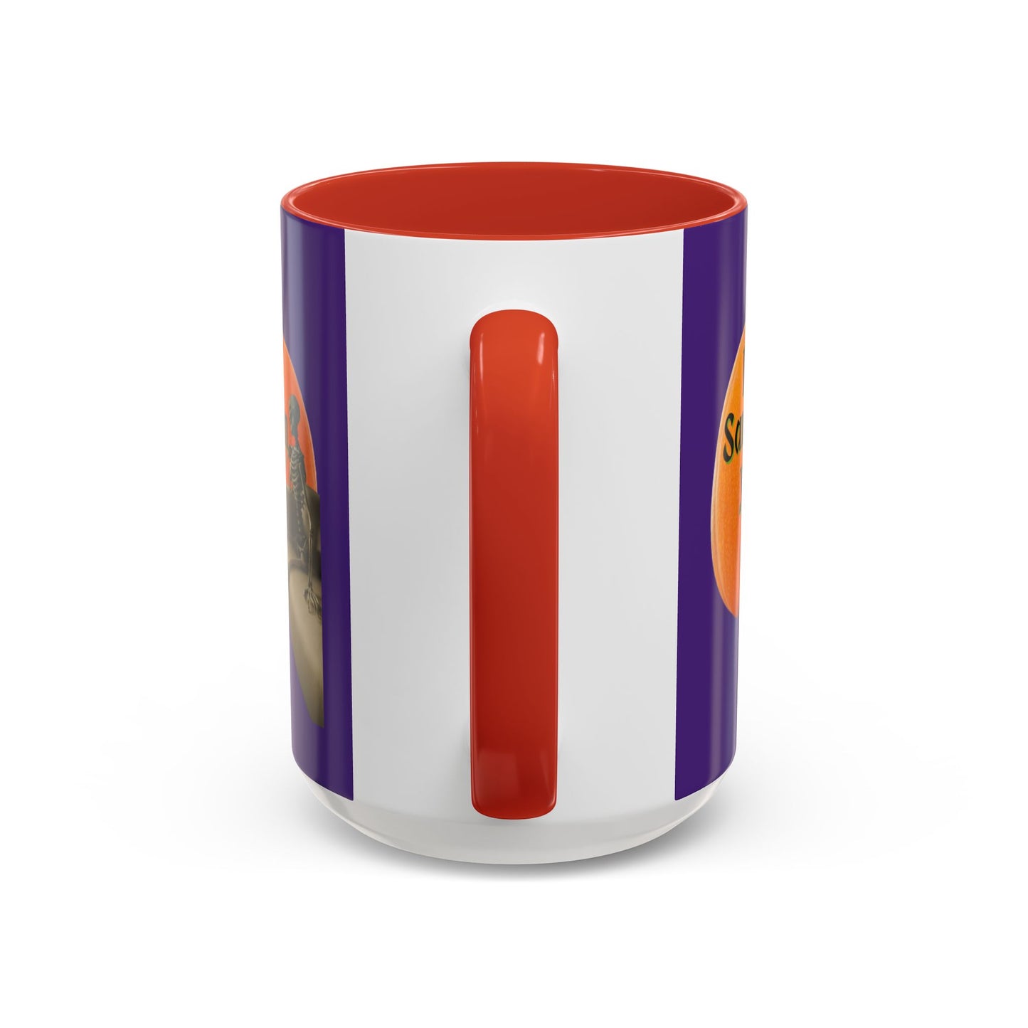 Is It Samhain Yet? Skeleton's Giant Pumpkin Purple Accent Mug by CreepyCrafts.boo
