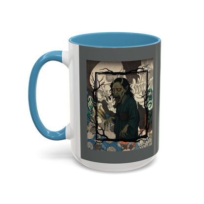 Yōkai Happy Halloween Grey Accent Mug by CreepyCrafts.boo