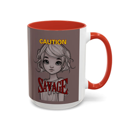 Caution, Savage Grey Accent Mug by cypherpunkgear.com