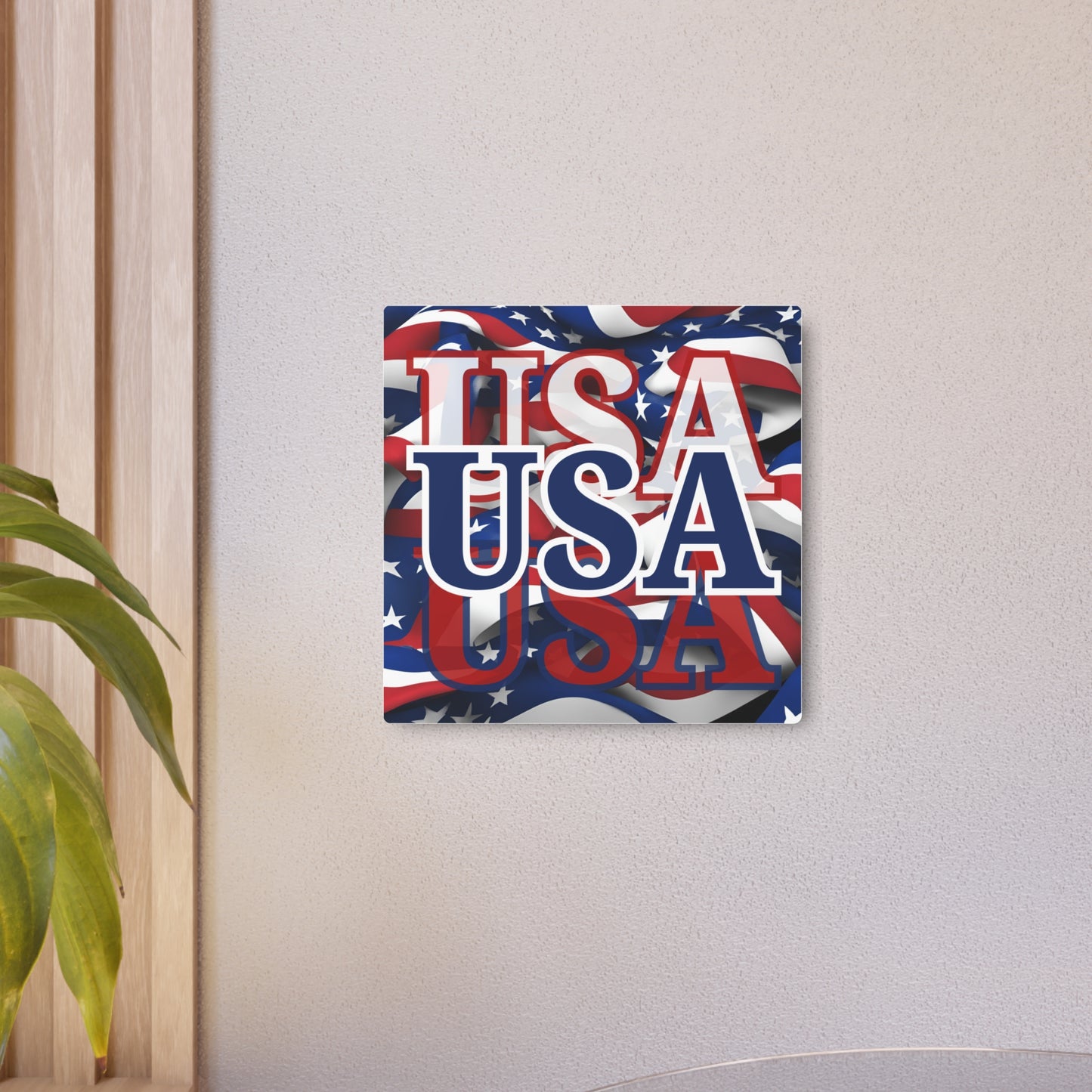 USA! USA! USA Blue Center Metal Art Sign by cypherpunkgear