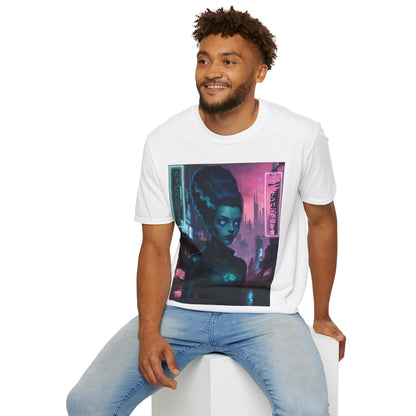Neon Bride of Frankenstein Light colors Unisex T-Shirt by CreepyCrafts.boo