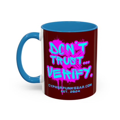 Don't Trust...Verify. Red Accent Mug by cypherpunkgear.com