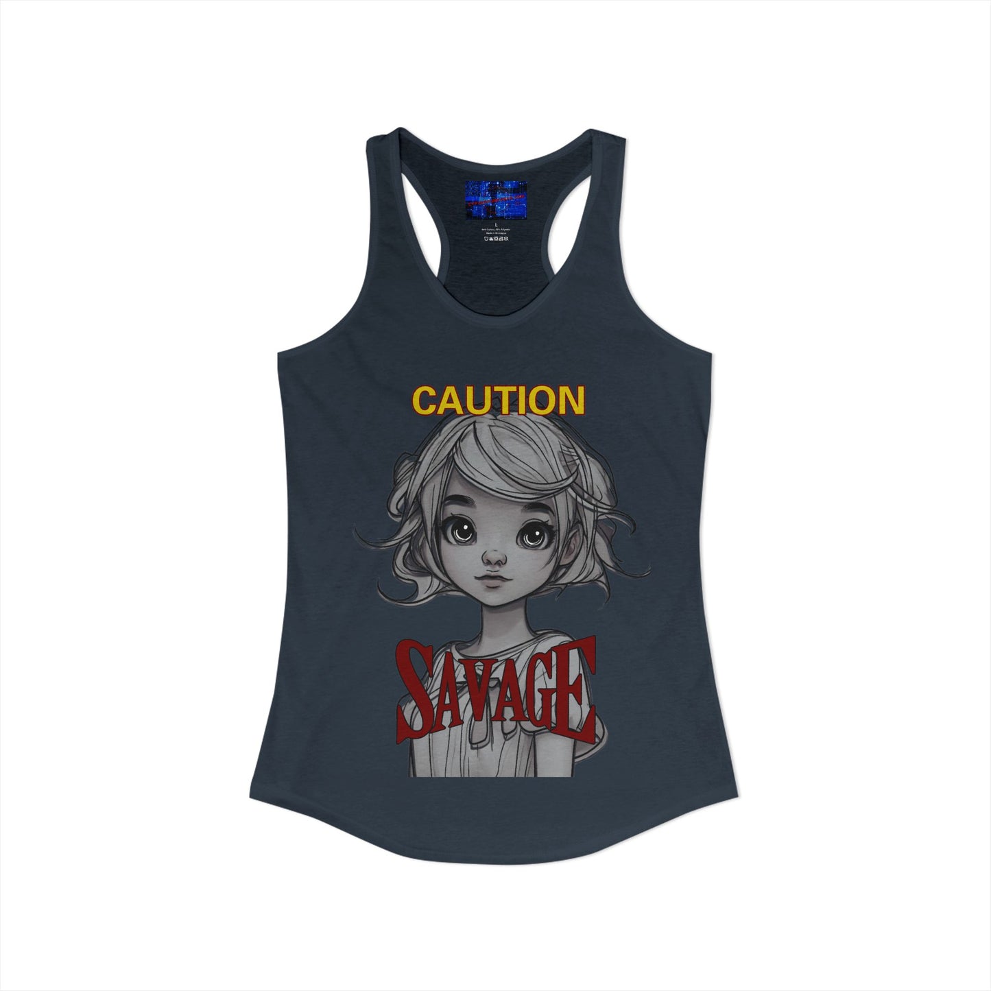 Caution, Savage Women's Racerback Tank Top by cypherpunkgear.com
