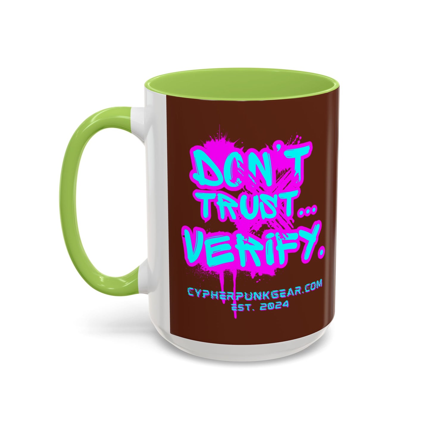 Don't Trust...Verify. Brown Accent Mug by cypherpunkgear.com