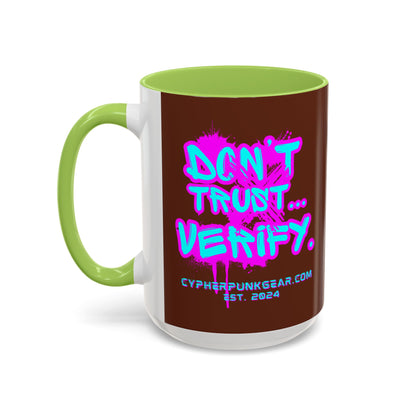 Don't Trust...Verify. Brown Accent Mug by cypherpunkgear.com