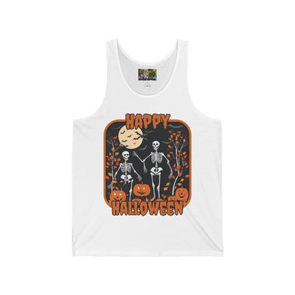 Spooktacular Skeletons of Halloween Unisex Jersey Tank Top by CreepyCrafts.boo
