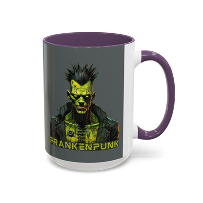Frankenpunk Grey Accent Mug by CreepyCrafts.boo