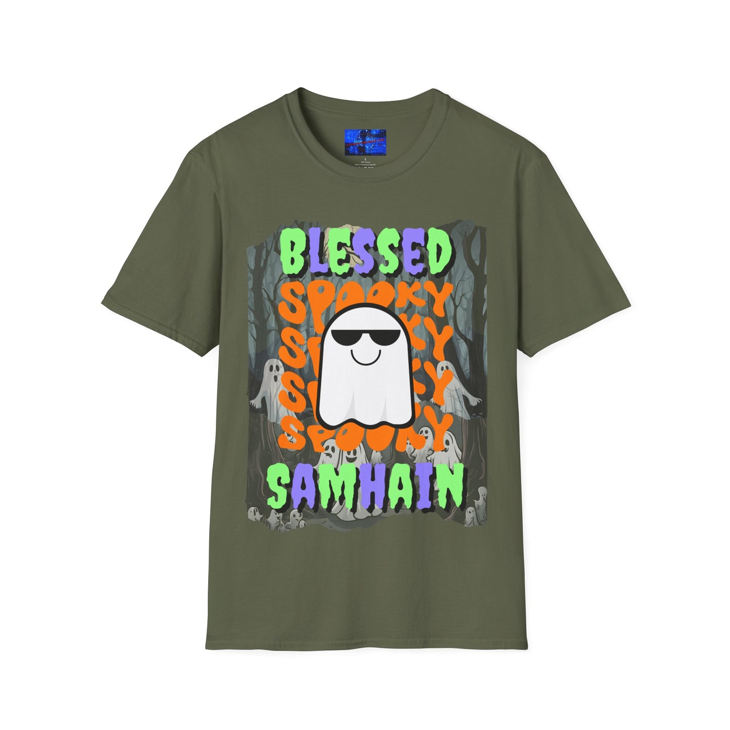 Spooky Blessed Samhain Ghost MXfont Unisex T-Shirt by cypherpunkgear