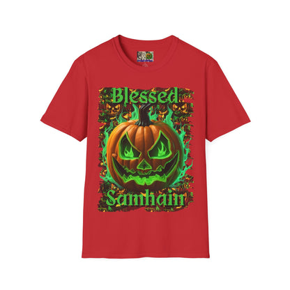 Blessed Samhain Green Jack Light colors Unisex T-Shirt by CreepyCrafts.boo