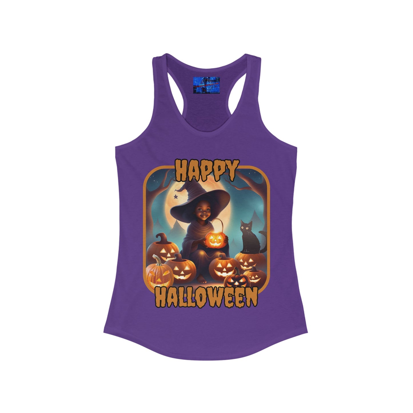 Happy Halloween Cute Witch ORfont Women's Racerback Tank Top by cypherpunkgear