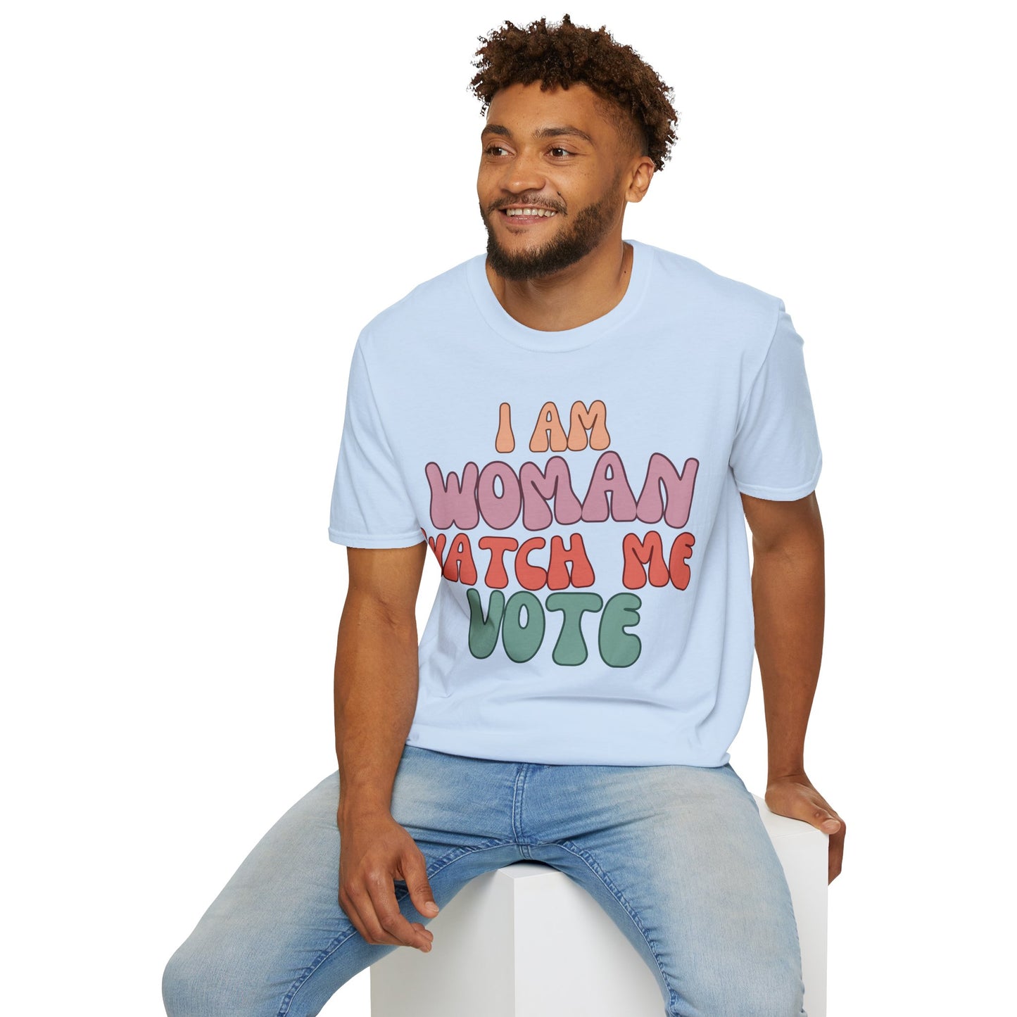 I Am Woman Watch Me Vote LTcolors Unisex T-Shirt by cypherpunkgear.com