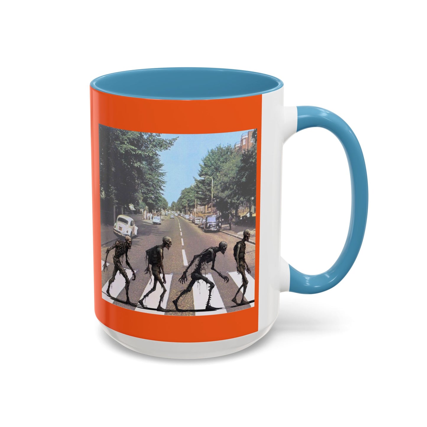 2-sided, Scabby Road Orange Accent Mug by CreepyCrafts.boo