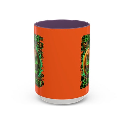 Blessed Samhain Green Jack Orange Accent Mug by CreepyCrafts.boo
