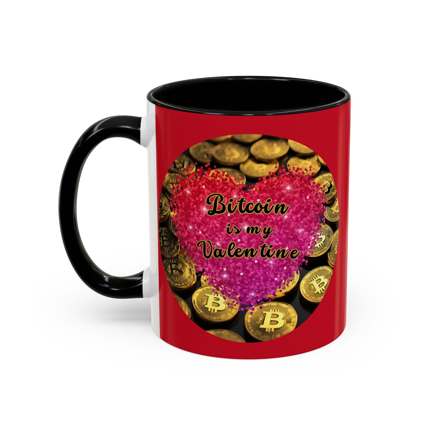 Bitcoin is My Valentine Red Accent Mug by cypherpunkgear.com