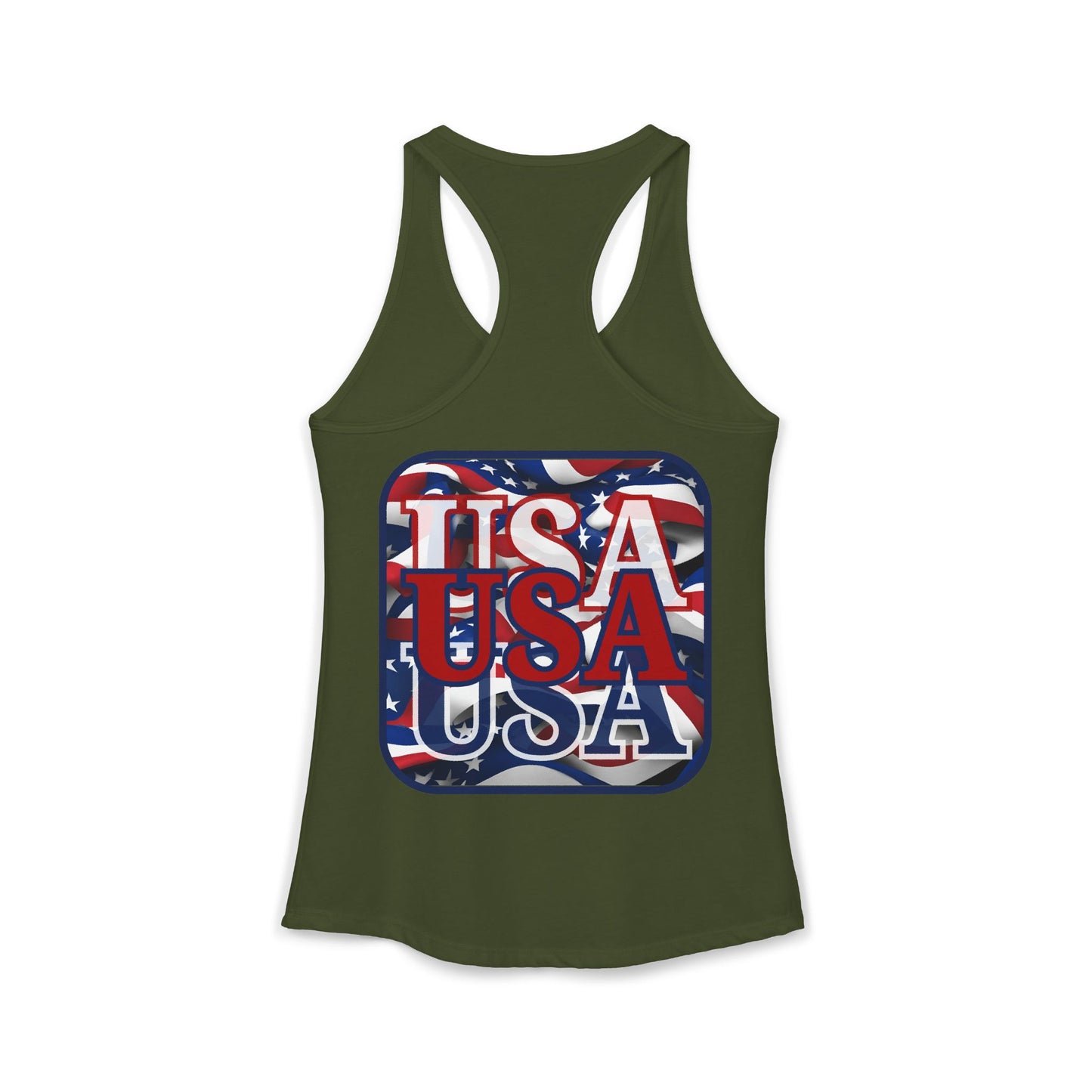 2-sided RED White and Blue USA Patriot Women's Racerback Tank Top by cypherpunkgear.com