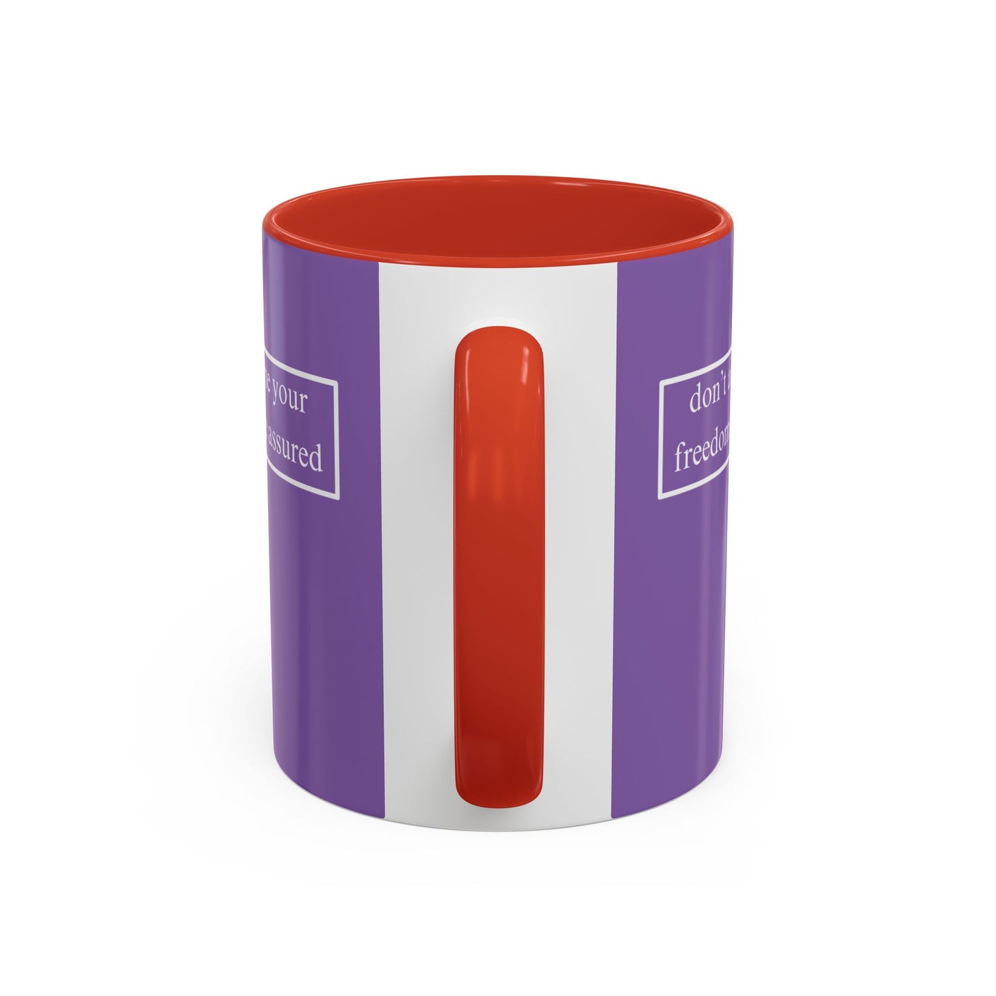 don't assume your freedoms are assured, White font, Light Purple Accent Mug by cypherpunkgear.com
