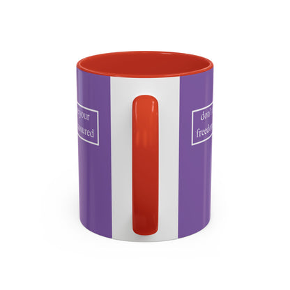 don't assume your freedoms are assured, White font, Light Purple Accent Mug by cypherpunkgear.com