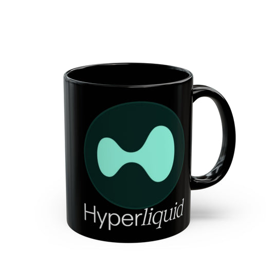 Hyperliquid White font Black Mug by cypherpunkgear.com