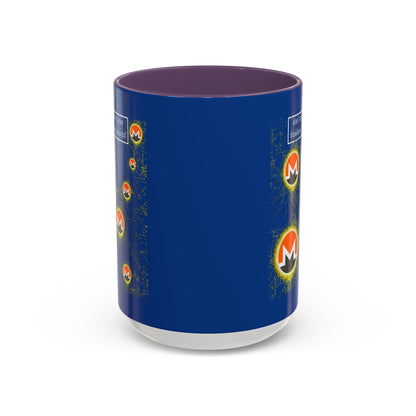 Monero (XMR) don't assume your freedoms are assured Blue Accent Mug by cypherpunkgear.com