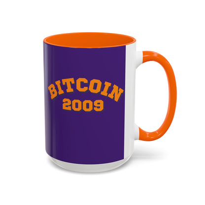 Bitcoin 2009 Dark Purple Accent Mug by cypherpunkgear.com