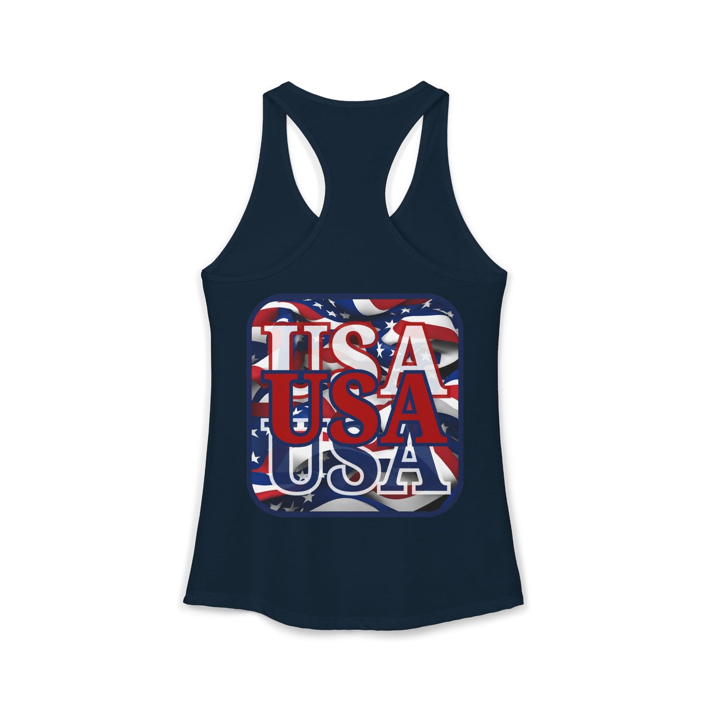 2-sided RED White and Blue USA Patriot Women's Racerback Tank Top by cypherpunkgear.com