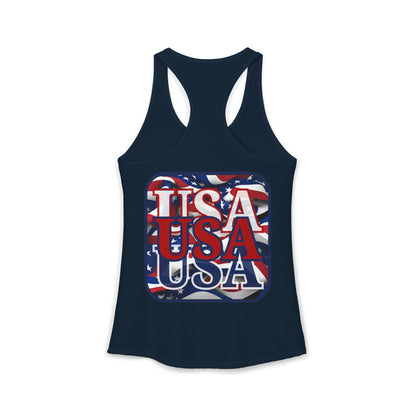2-sided RED White and Blue USA Patriot Women's Racerback Tank Top by cypherpunkgear.com