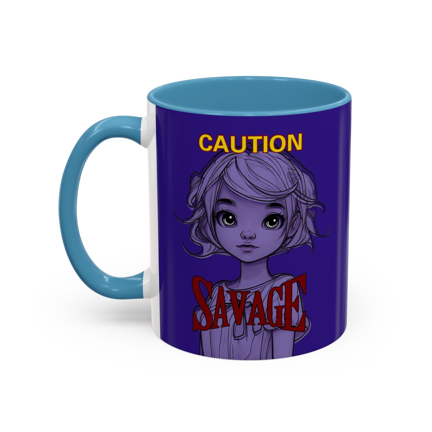 Caution, Savage Dark Purple Accent Mug by cypherpunkgear.com