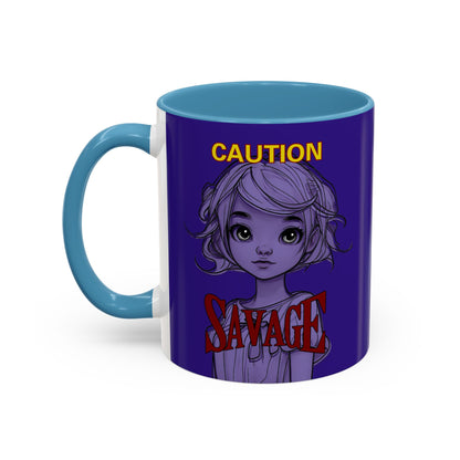 Caution, Savage Dark Purple Accent Mug by cypherpunkgear.com