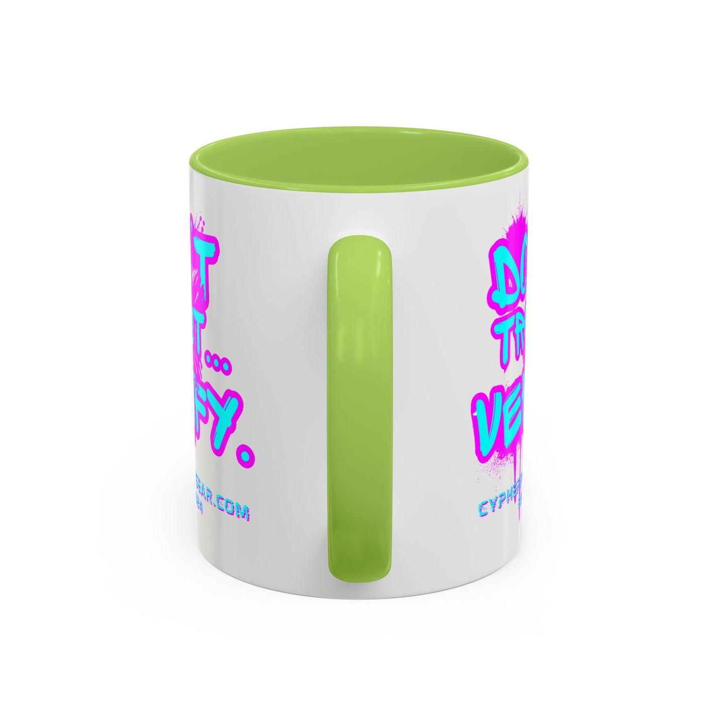 Don't Trust...Verify. White Accent Mug by cypherpunkgear.com