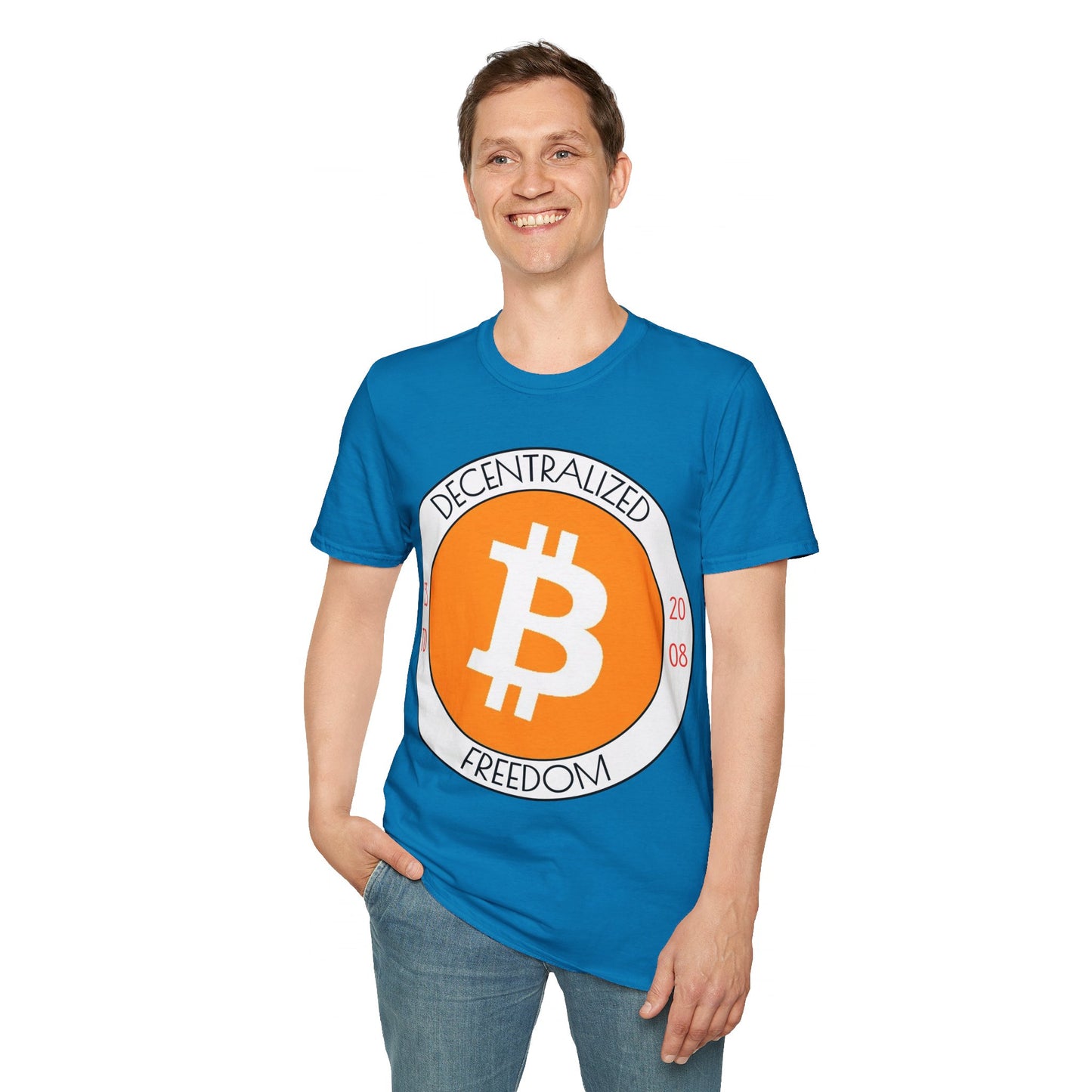 Bitcoin Decentralized Freedom DKcolors Unisex T-Shirt by cypherpunkgear