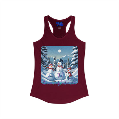 Snowman Family of 3 Women's Racerback Tank Top by cypherpunkgear.com