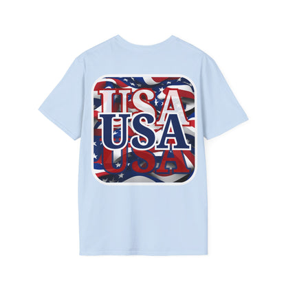 2-sided Red White and BLUE USA Patriot LTcolors Unisex T-Shirt by cypherpunkgear