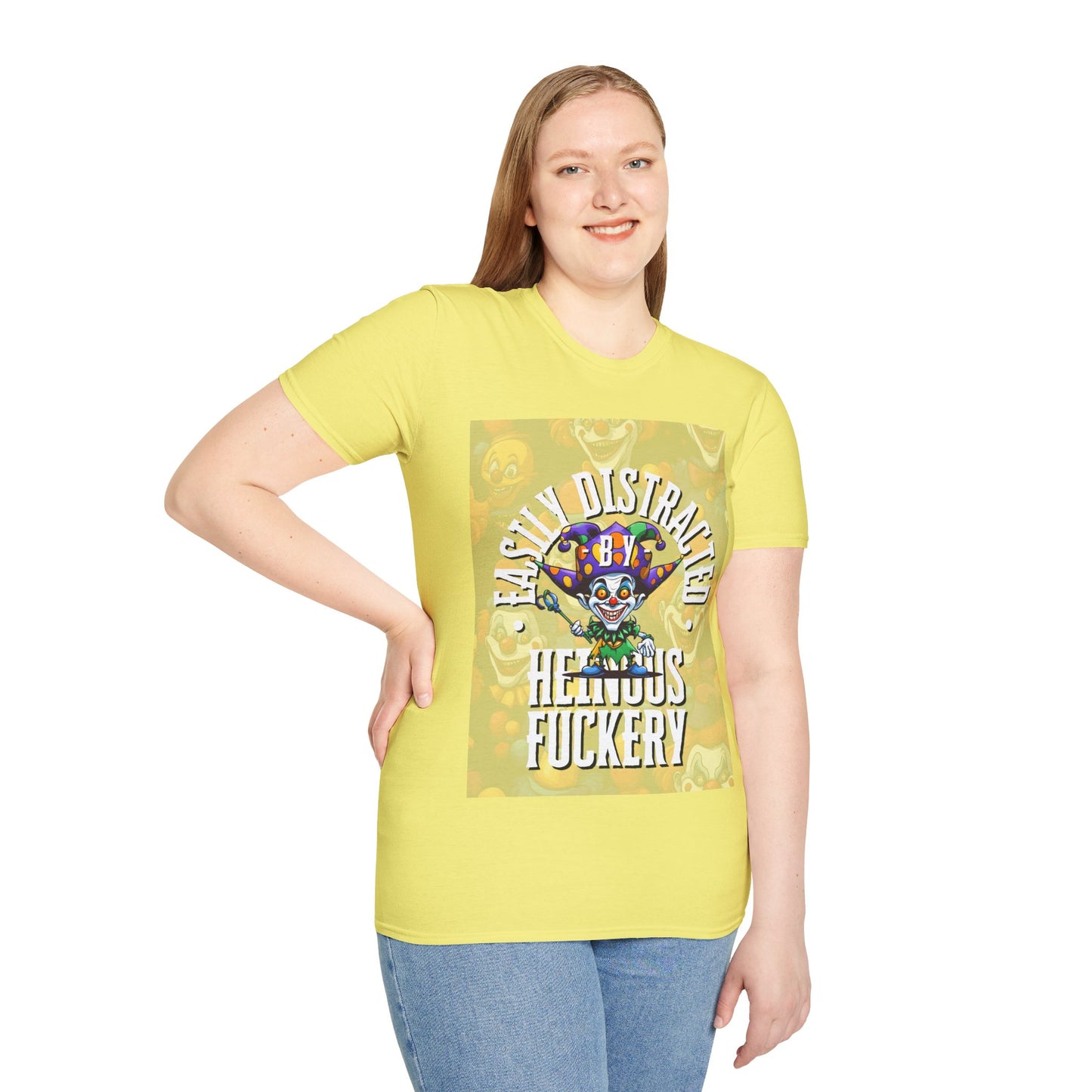 Easily Distracted by Heinous Fuckery Little Jincs Light colors Unisex T-Shirt by cypherpunkgear.com