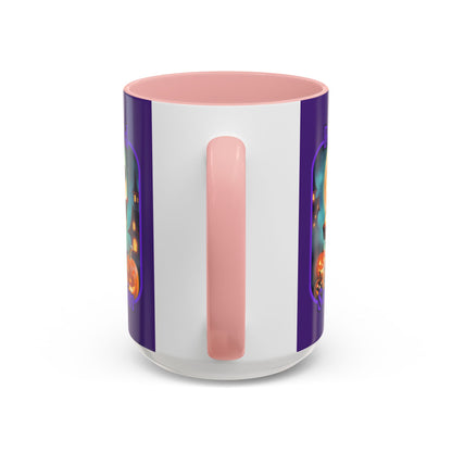 Blessed Samhain Little Witch Purple font Purple Accent Mug by CreepyCrafts.boo