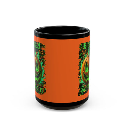 Blessed Samhain Green Jack Orange Mug by CreepyCrafts.boo