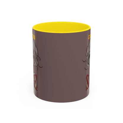Caution, Savage Grey Accent Mug by cypherpunkgear.com
