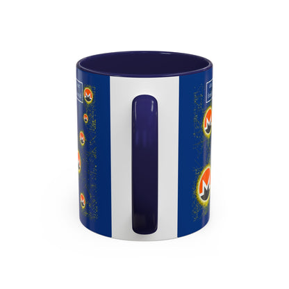 Monero (XMR) don't assume your freedoms are assured Blue Accent Mug by cypherpunkgear.com