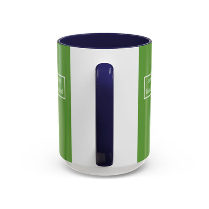 don't assume your freedoms are assured, White font, Green Accent Mug by cypherpunkgear.com