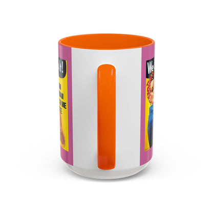 I Am Woman Watch Me Vote Rosie Pink Accent Mug by cypherpunkgear.com