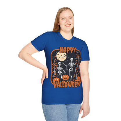 Spooktacular Skeletons of Halloween Dark colors Unisex T-shirt by CreepyCrafts.boo