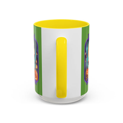 Blessed Samhain Little Witch Purple font Green Accent Mug by CreepyCrafts.boo