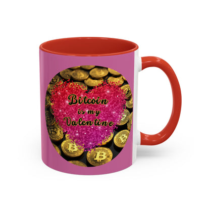 Bitcoin is My Valentine Pink Accent Mug by cypherpunkgear.com