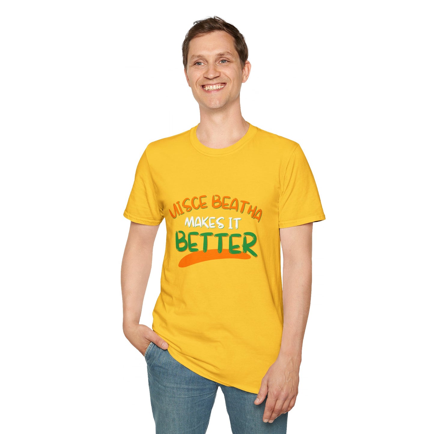 Uisce Beatha makes it better OWGfont LTcolors Unisex T-Shirt by cypherpunkgear