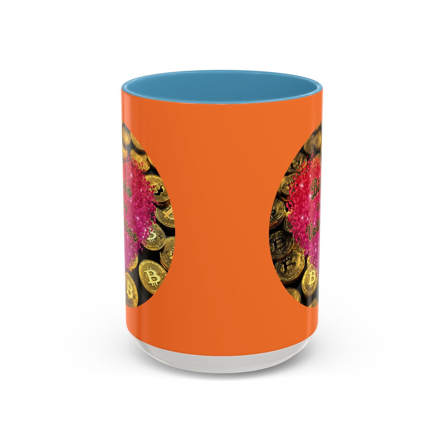 Bitcoin is My Valentine Orange Accent Mug by cypherpunkgear.com